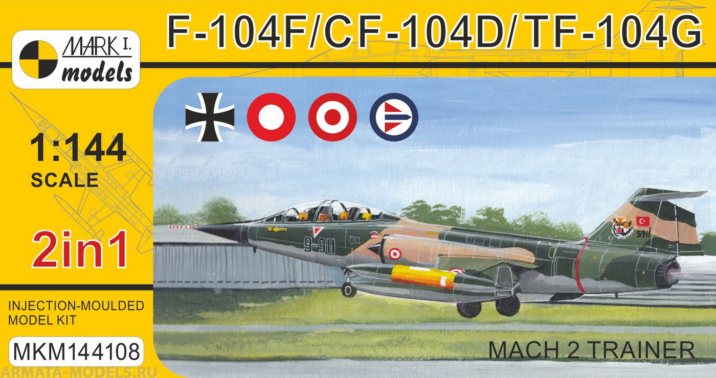 MKM144108 Самолет Lockheed F-104B/D/F/TF Starfighter Mach 2 Trainer (2in1) Mark I Models
