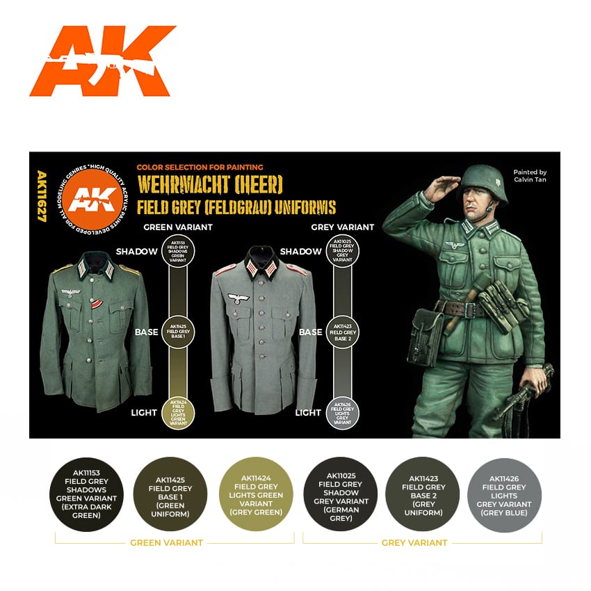 AK11627 Набор красок GERMAN FIELD GREY UNIFORMS 3G