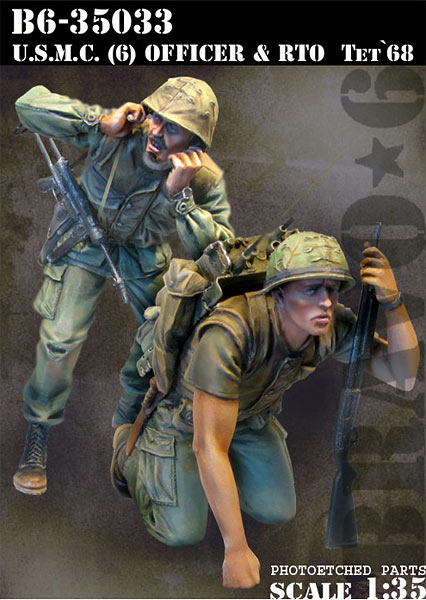 B6-35033 Миниатюра с фототравлением USMC (6) Officer & RTO Tet`68 Bravo6