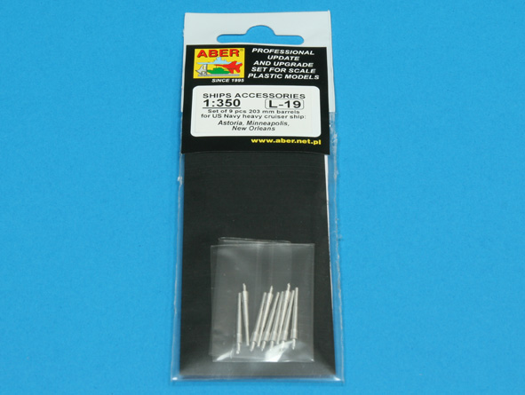 ABR-1:350-L-19  Дополнения для  Set of 9 pcs 203 mm barrels for USN ships : New Orleans, Minneapolis type для  1/350