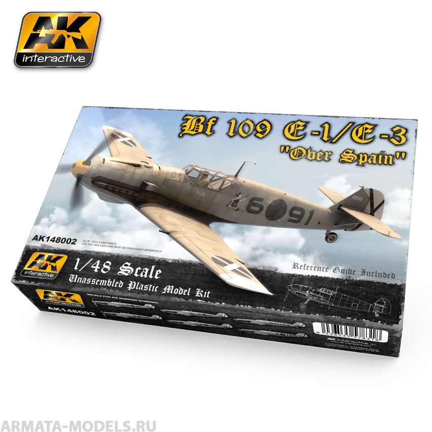 AK-148002 Сборная модель BF 109 E-1 / E-3 Over Spain AK-Interactive