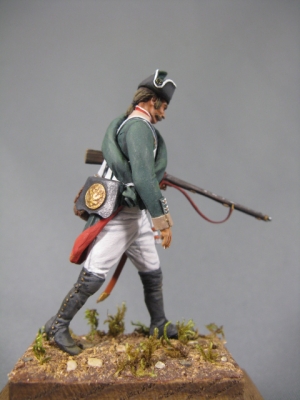 CHM-54110(M). Рядовой мушкетерских (или фузилер гренадерских) полков, Россия 1797-1801 гг. (2 варианта головных убора и 2 варианта голов). 54 мм. Материл – белый металл. Chronos Miniatures