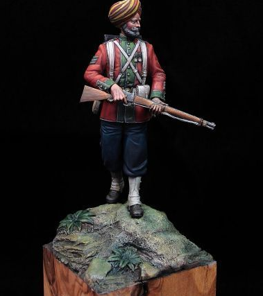 CHM-54004(М). Сержант 15 полка Бенгальской пехоты, 1890-98 гг. 54 мм. Материал - белый металл. Chronos Miniatures