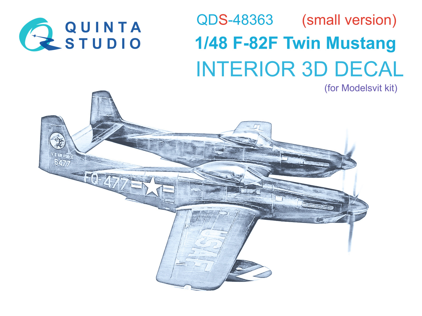QDS-48363 3D Декаль интерьера кабины F-82F Twin Mustang (Modelsvit) (Малая версия)