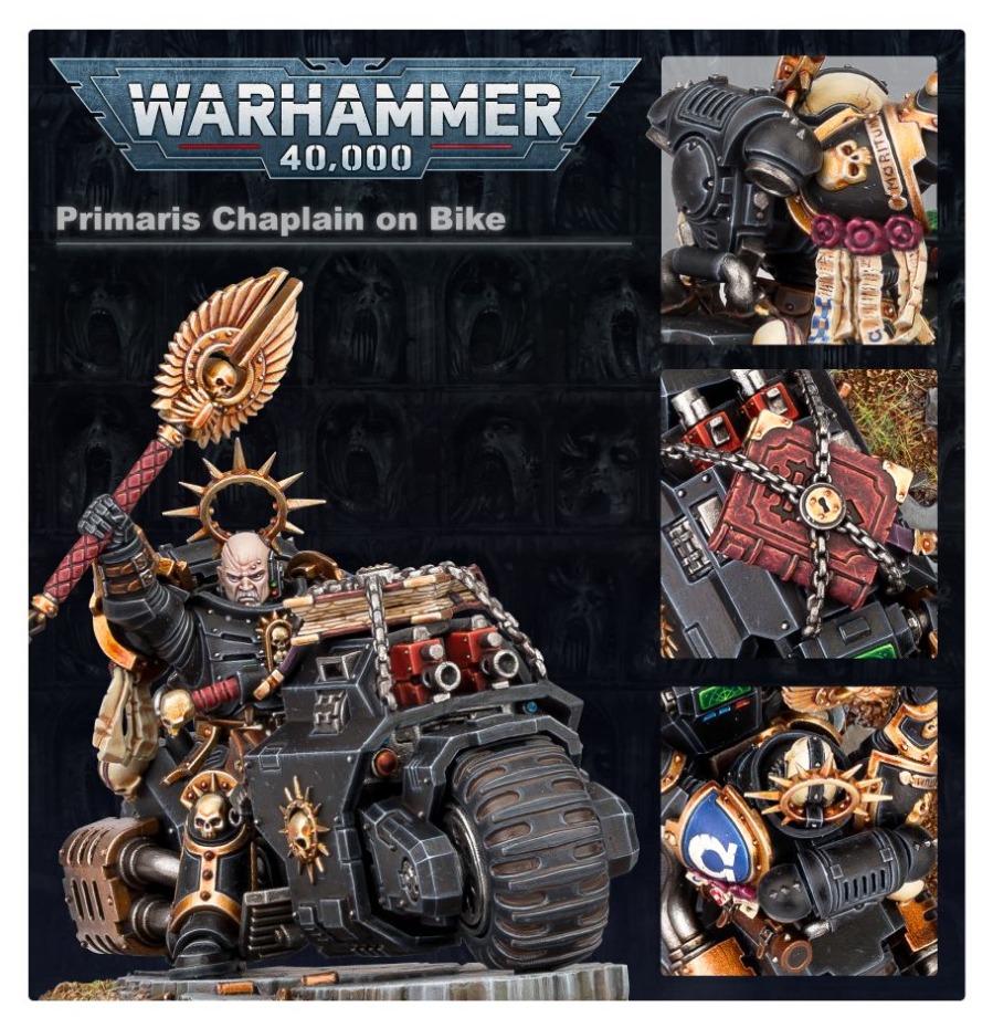 48-31GW Набор Космодесант. Примарис Капеллан на Мотоцикле(Space Marines Primaris Chaplain on Bike)