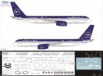 Т20-011 Декаль для самолета Туполев Tu-204-100 Transeuropean 1/144